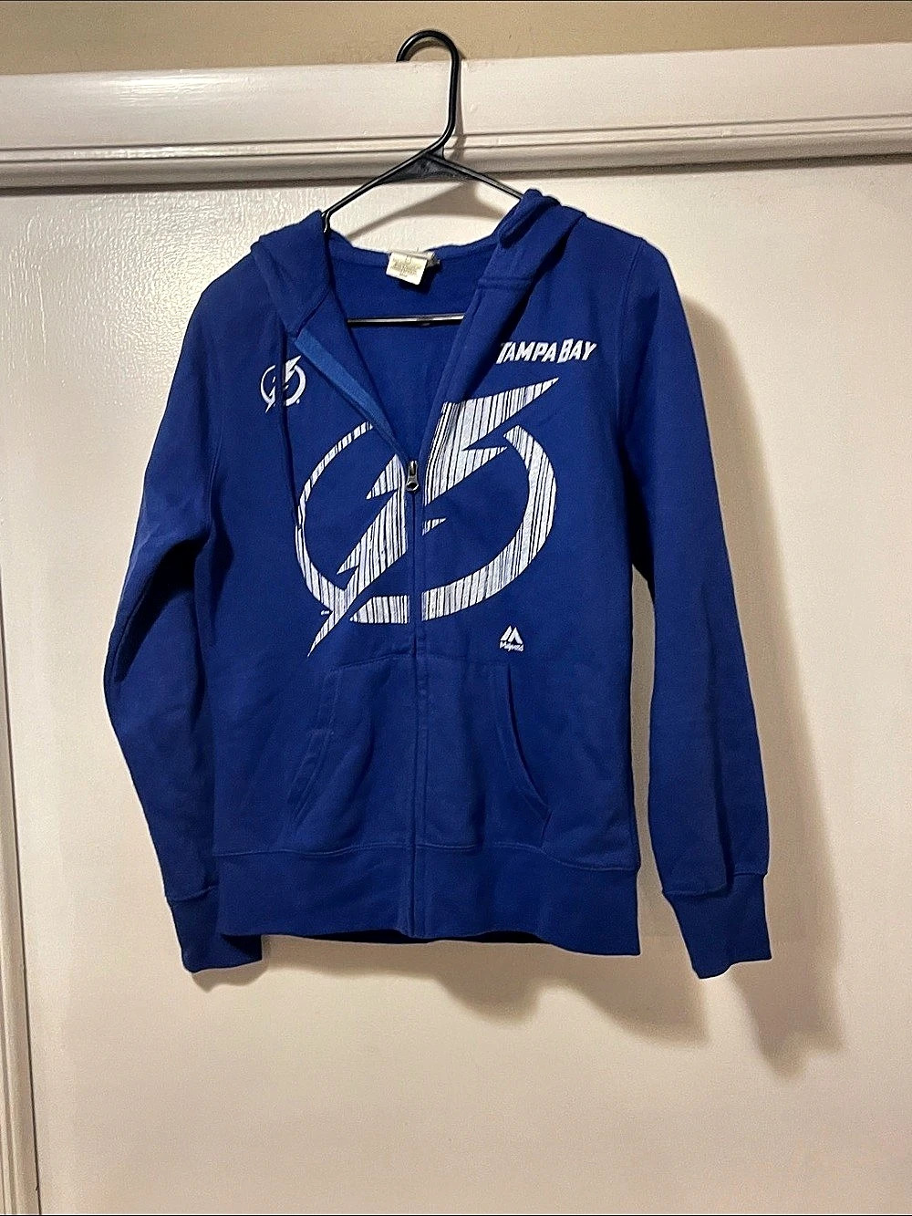 Majestic Tampa Bay Blue Zip Hoodie size small